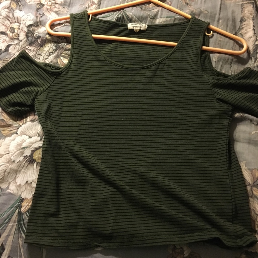 Green and black crop top